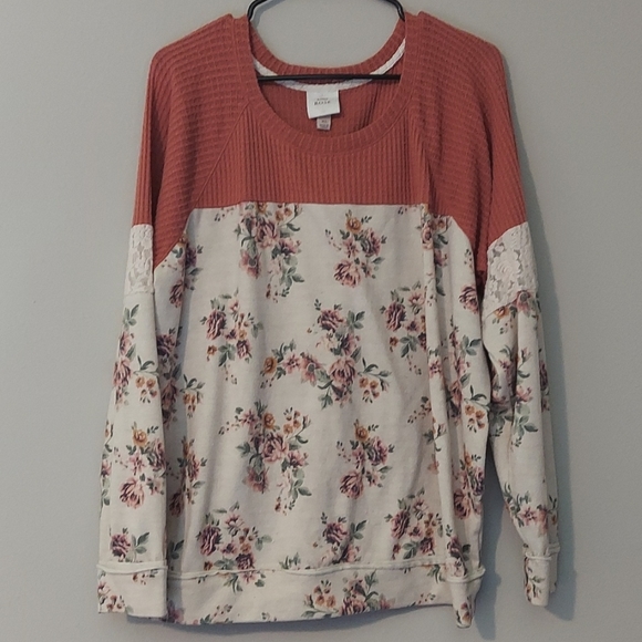 Knox Rose Sweaters - Knox Rose Waffle-Knit Floral Sweater